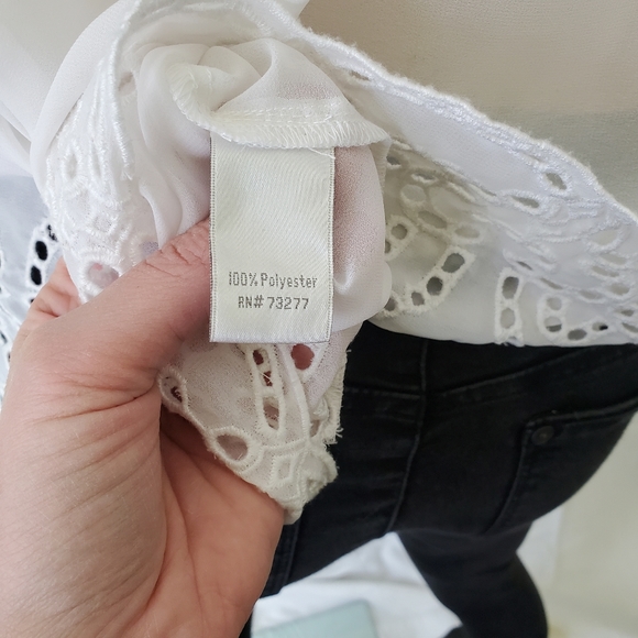 Sheer White Top with Embroidered Hem - Picture 13 of 15